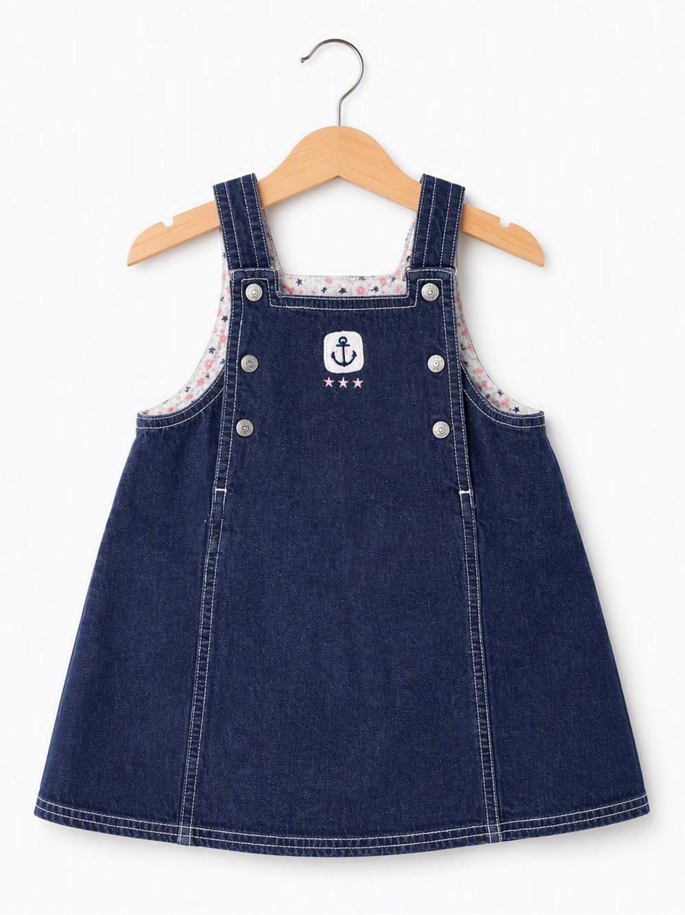 Vintage Tommy Hilfiger Denim Pinafore Jumper Dress Nautical Anchor 18-24M